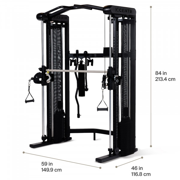 Dimensions of the Centr 3 Home Gym Functional Trainer with Selectorised Smith Bar.