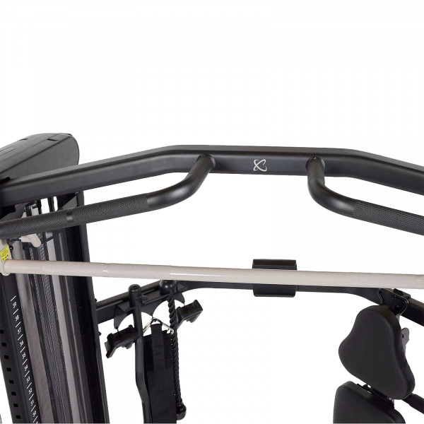 Top view of pull-up bars and attachments of the Centr 3 Home Gym Functional Trainer with Selectorised Smith Bar.