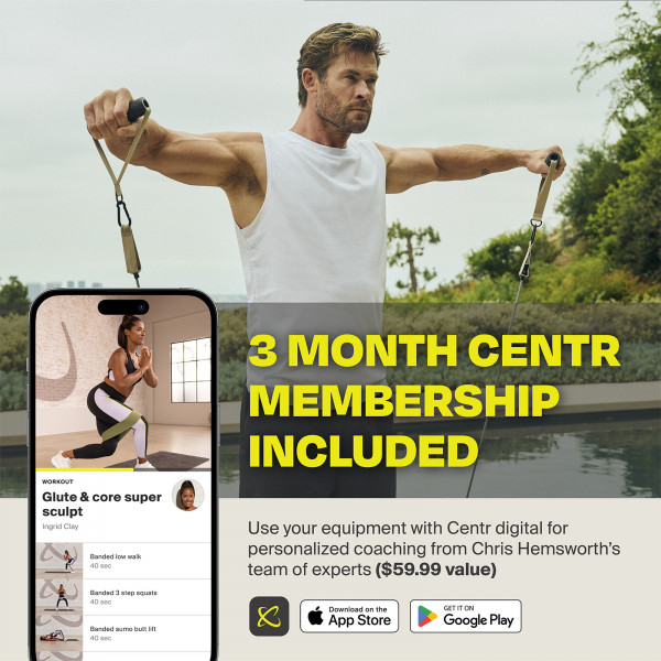 Centr Fitness Kit includes 3-month Centr app membership with expert coaching.