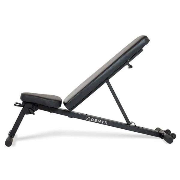 Side view of the Centr Folding Workout Bench set to an incline.