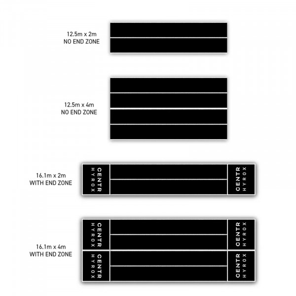 A diagram showing the dimensions of all four tracks