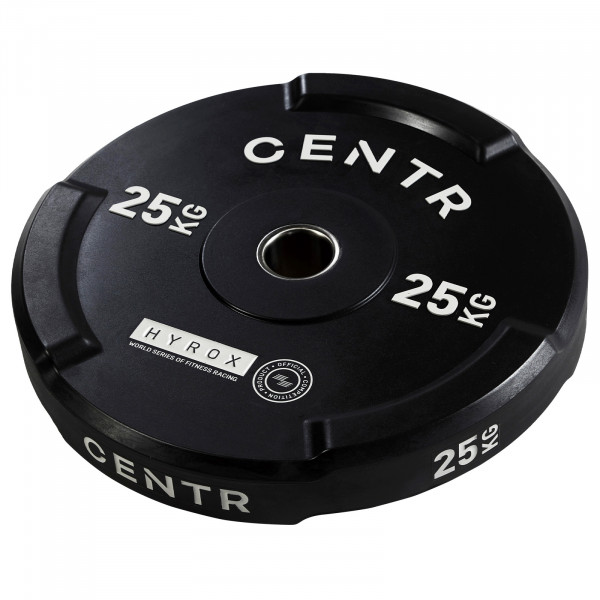 CENTR x HYROX Competition Interlocking Bumper Plate 25kg top view.