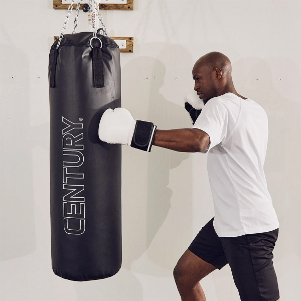 Model punching the Century Traditional Hanging Heavy Bag
