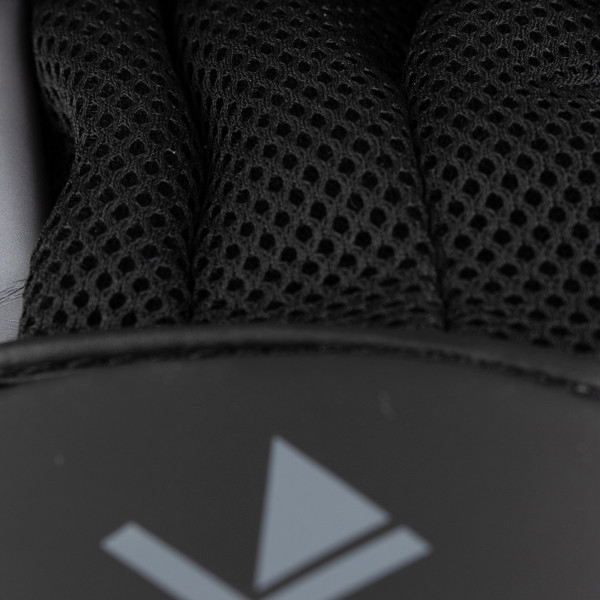 Close-up view of the Century Brave Curved Punch Mitt Pair in black and silver