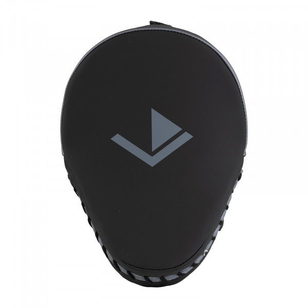 Front view of the Century Brave Curved Punch Mitt Pair in black and silver