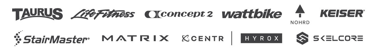 Listing of different fitness brand logos