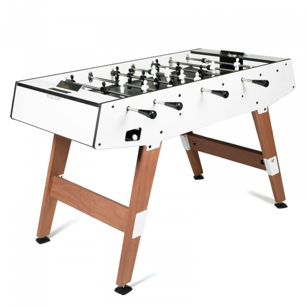 Front-right view of the white Cornilleau Play-Style Origin outdoor football table