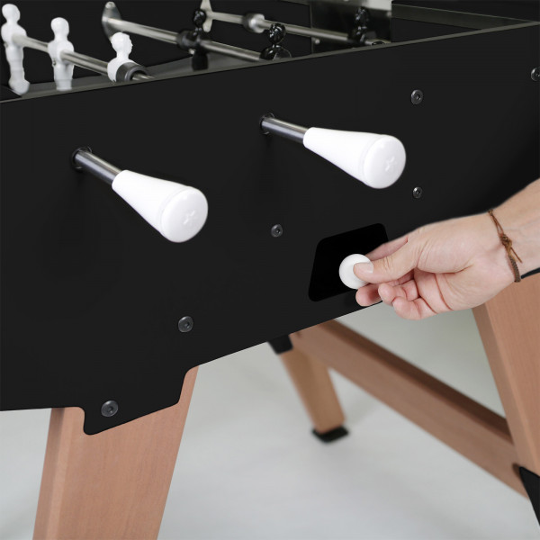 Ball retrieval on the black Cornilleau Play-Style Origin outdoor duo football table