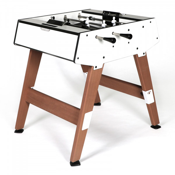 Front-right view of the white Cornilleau Play-Style Origin outdoor duo football table