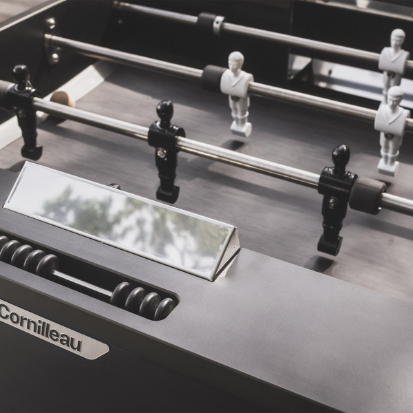 Close-up of player figures on the Cornilleau Play-Style Origin outdoor duo football table in white