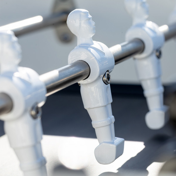 White player figures on the Cornilleau Play-Style Origin outdoor duo football table in white