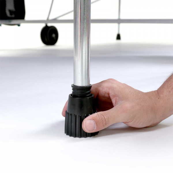 Height adjustment for the legs on the Cornilleau Sport 100 Indoor Table Tennis Table.