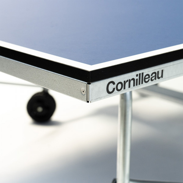 Corner detail of the Cornilleau Challenger Indoor Table Tennis Table with logo