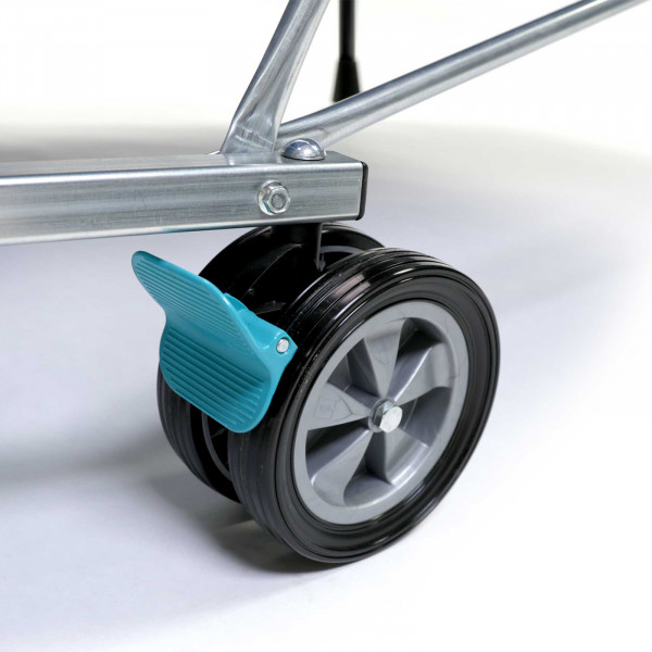 Close-up of the brake pedal on the Cornilleau Sport 400 Indoor Table Tennis Table wheel
