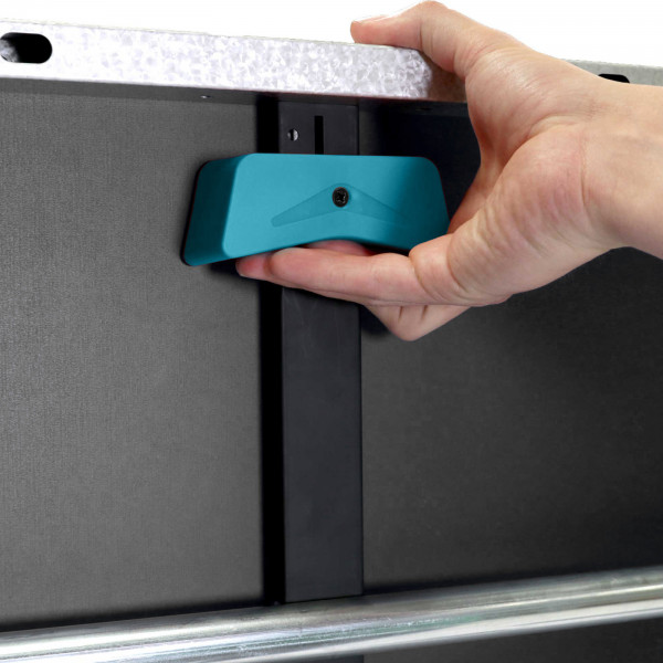 Close-up of the safety handle under the Cornilleau Sport 400 Indoor Table Tennis Table