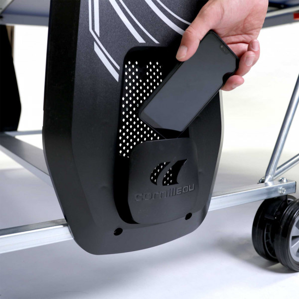 Personal item storage pocket on the Cornilleau Sport 500 Indoor Table Tennis Table.