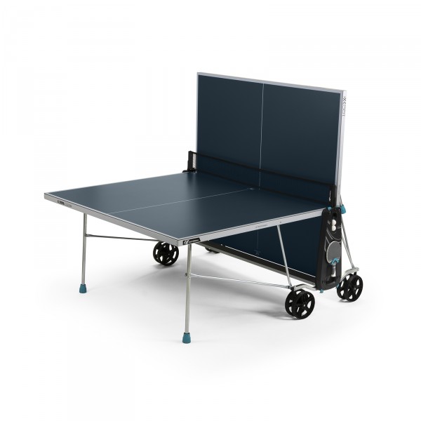Cornilleau 100X Table Tennis Table - blue half folded for practice