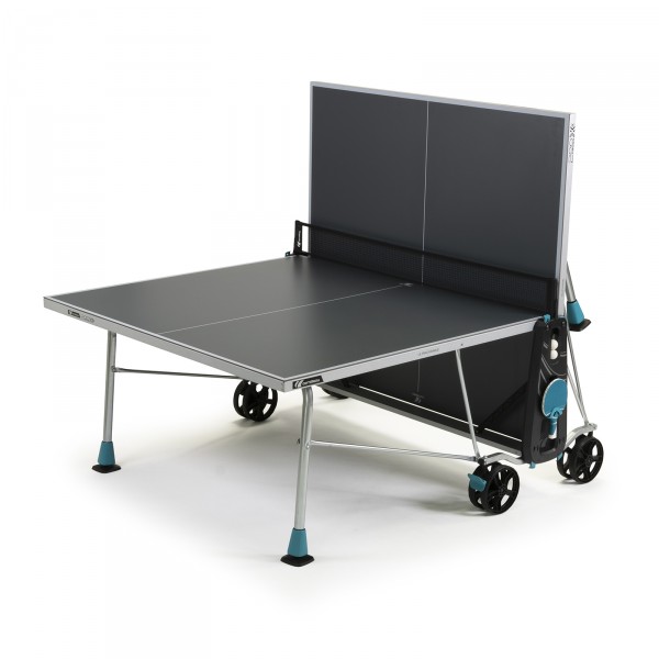 Cornilleau 200X Table Tennis Table - grey half folded for practice
