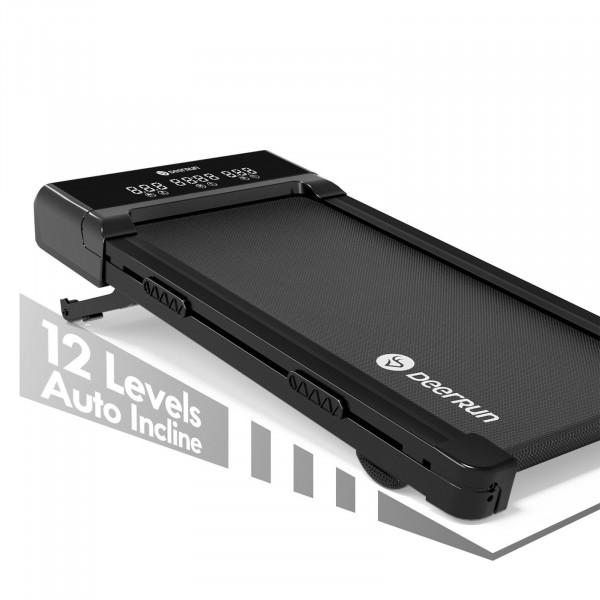 Angled view of the DeerRun Z10 Smart Auto Incline Walking Pad with 12-level auto incline