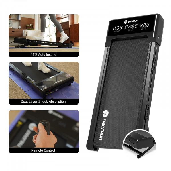 DeerRun Z10 Smart Auto Incline Walking Pad with 12% auto incline, shock absorption and remote control features