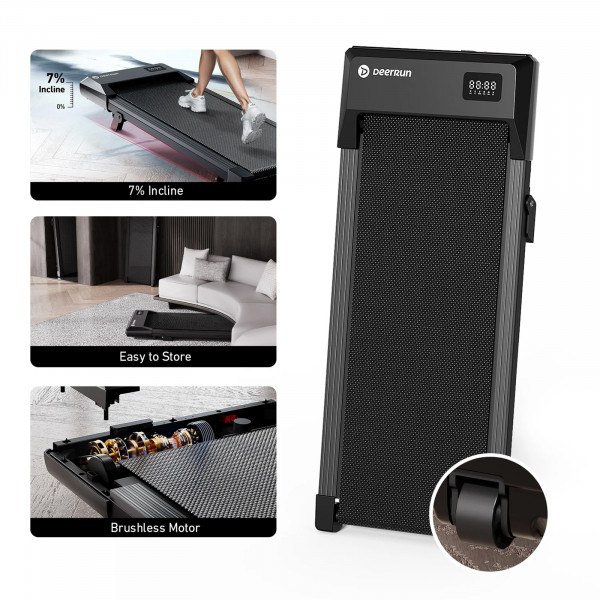 DeerRun Q2 Urban Plus Walking Pad with 7% incline, easy storage and brushless motor features