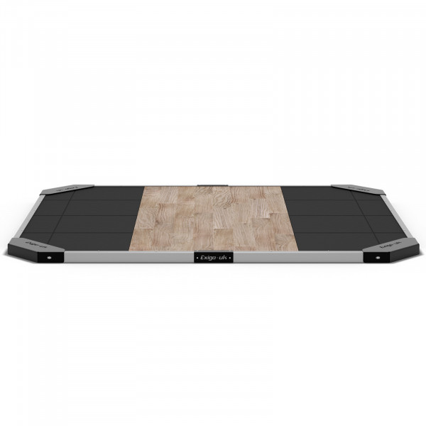 Front view of the Exigo 2.44x2m Oak Lifting Platform 60mm