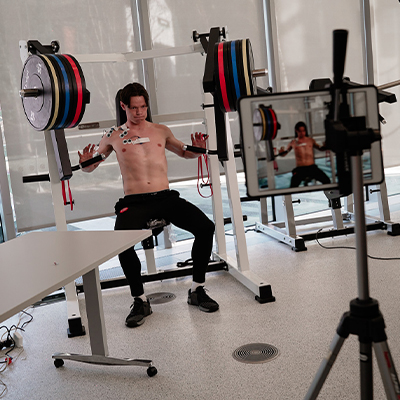 Image of a model performing exercises for a biometric study