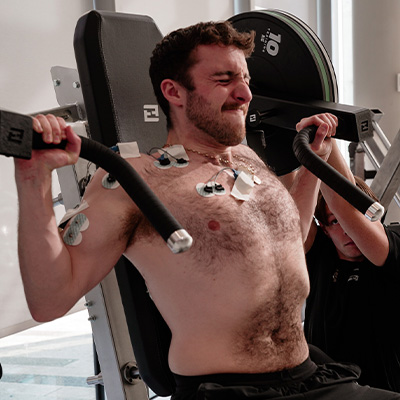 Image of a model performing a biomechanical test