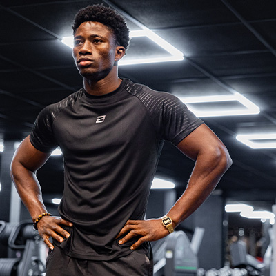 Photograph of a model in a gym