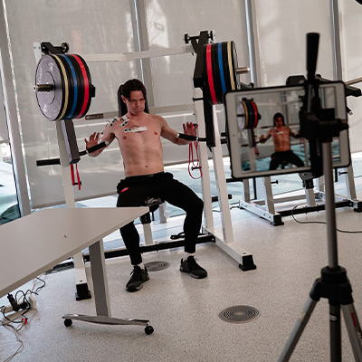 Image of a model being tested on camera for scientific testing