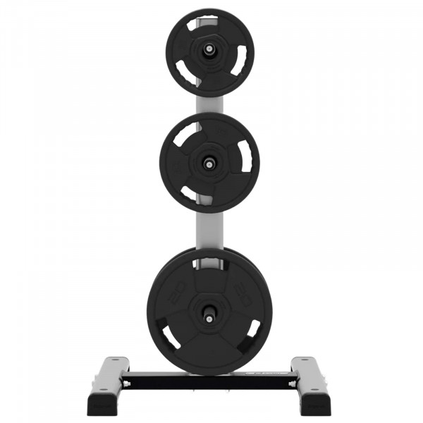 Front view of the Exigo Olympic Weight Tree with 3 weight plates