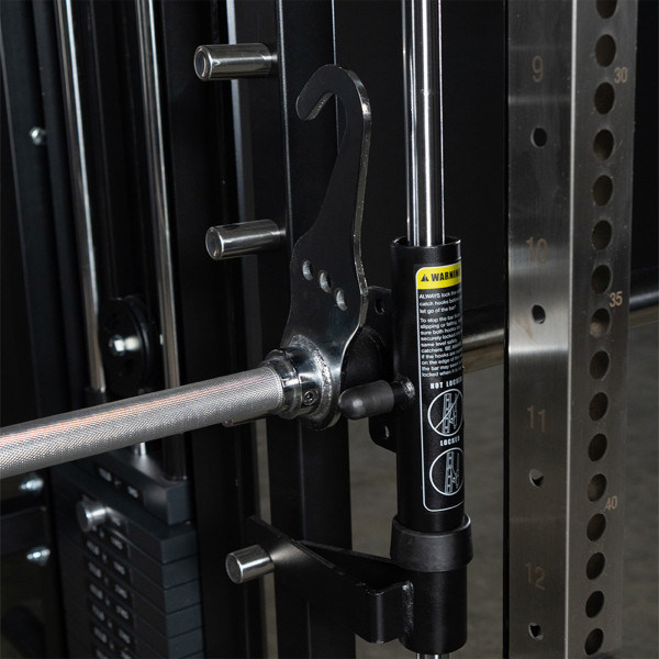 Close-up of Smith machine safety catch on the Force USA G4