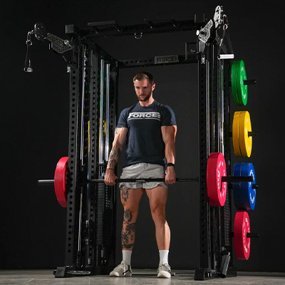 Image of a model performing a Smith Machine Deadlift on the Force USA M20