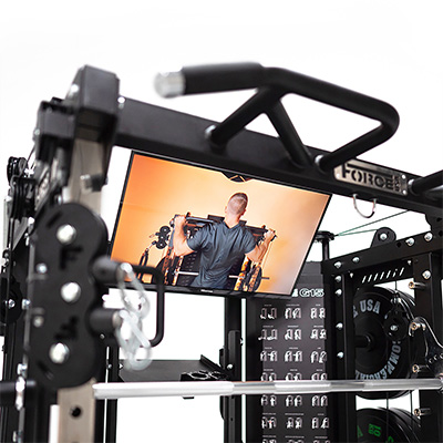TV mount in use on the Force USA G15 All-In-One Trainer