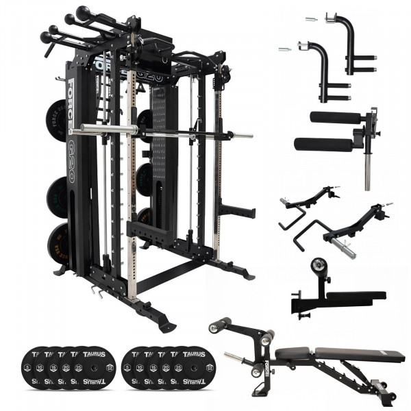 Force USA G20 V20 + Extra Attachments + Bench + 150kg Bumper Set