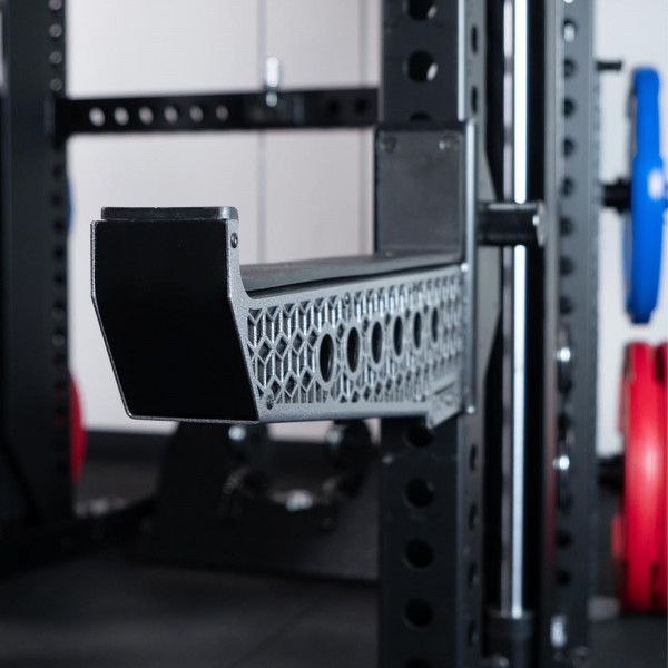 Close-up view of the Force USA Spotter Arm catch surface