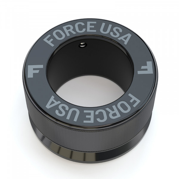 Top view of the black Force USA Xcalibur Olympic Collar