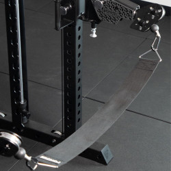 Lifestyle image of the Force USA Bodyweight Assistance Strap setup on a cable machine