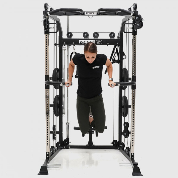 ForceUSA Dipping Handles - Full product in use with model dipping