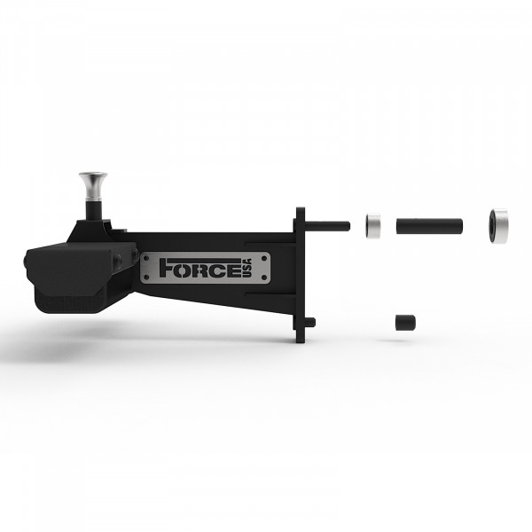 Side exploded view of the Force USA Leg Holder and Low Row Attachment