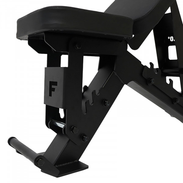 Close-up of the Force USA Pro Series Weight Bench seat bracket