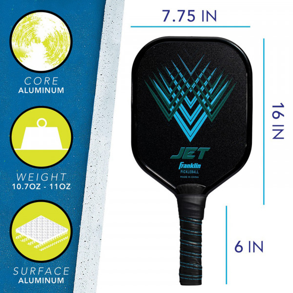Pickleball paddle dimensions and aluminium construction – black/blue