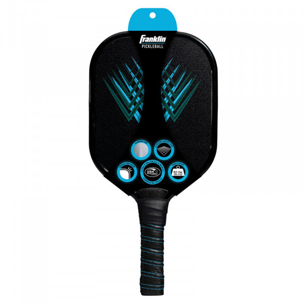 Retail packaging with Franklin Jet Aluminium Pickleball Paddle – black/blue