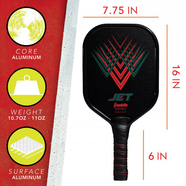 Pickleball paddle dimensions and aluminium construction – black/red
