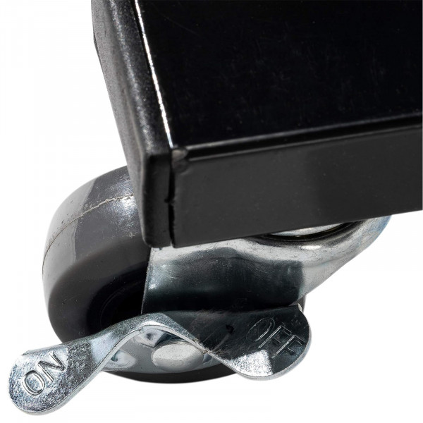 Close-up of Franklin Pickleball Official Net caster wheel with brake