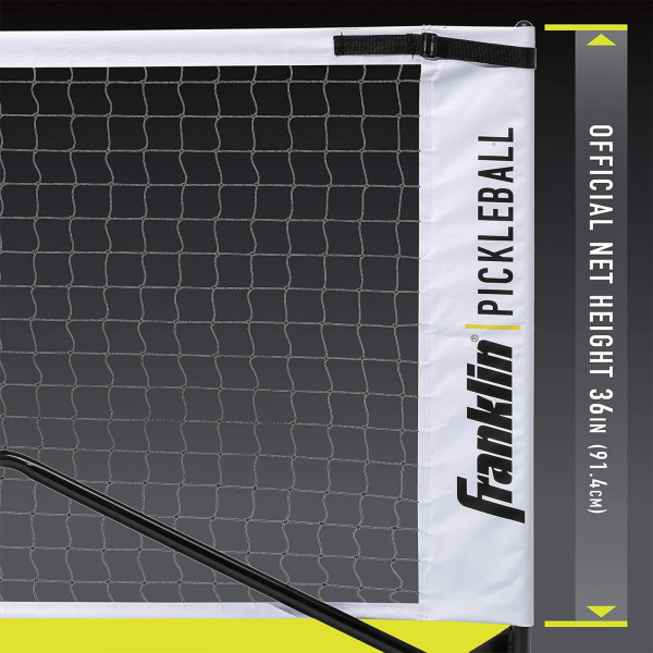 Franklin Pickleball Official Net showing official net height measurement graphic