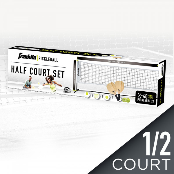 Franklin Pickleball 2-Player Court Set retail packaging showing half court set contents