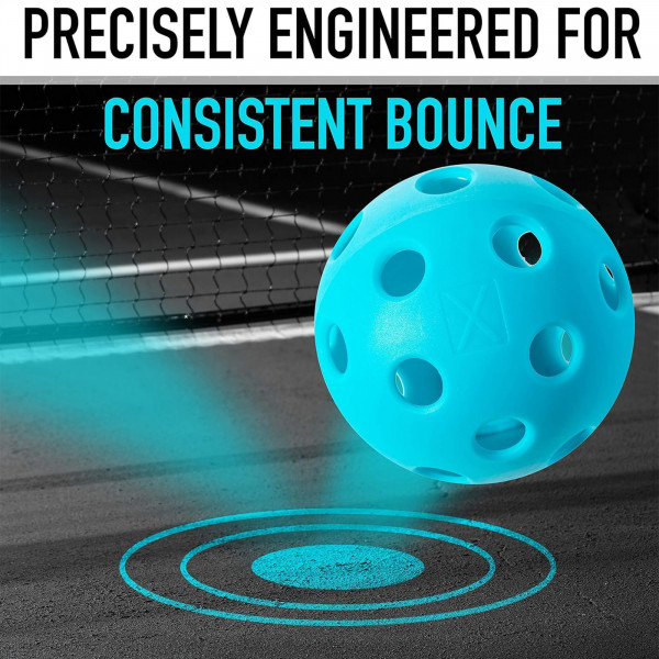 Blue Franklin X-26 pickleball showing consistent bounce on indoor court