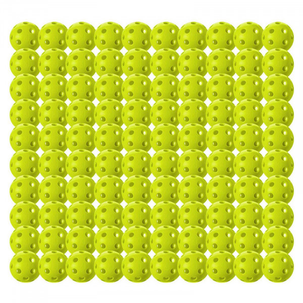 Front view of lime-green Franklin X-26 indoor pickleball balls in bulk