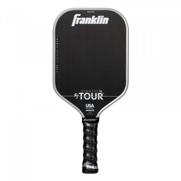 Front view of grey Franklin FS Tour Dynasty pickleball paddle, 16 mm